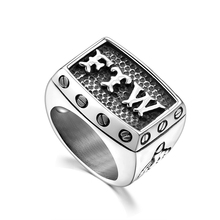 Anel masculino de titânio ftw, anel de motociclista, moderno, rock, hip hop, aço inoxidável, joia de alta qualidade, anel de bague 2024 - compre barato