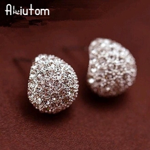 ALIUTOM-pendientes de tuerca de media luna de cristal para mujer, joyería Vintage a la moda, novedad de 2018, regalo de Navidad al por mayor 2024 - compra barato