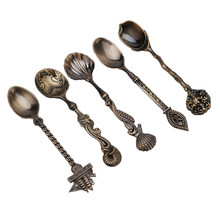 5pcs Vintage Royal Style Bronze Carved Small Coffee Tools Tableware Cutlery Kitchen Dining Bar Tools  Ice Cream Coffee Spoon 2024 - buy cheap