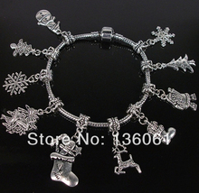 Vintage Mixed Charms Christmas Theme Santa Snowflake Copper Snake Chain Bracelets Bangle  For Women Jewelry Gifts 2024 - buy cheap