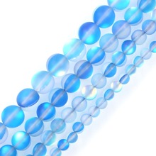 15" Blue Glitter Frosted Austria Crystal Dull Polish Moon Stone Loose Beads For Jewelry Making Bracelet Neck 6-12mm 2024 - buy cheap