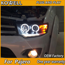 Kowell estilo do carro para mitsubishi pajero faróis 2009-2013 led farol drl h7 d2h hid opção anjo olho bi xenon feixe 2024 - compre barato