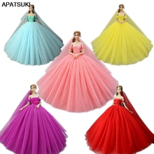 Vestido de casamento de alta qualidade para boneca barbie, roupa de festa de princesa, vestido longo, roupas com véu 1/6, acessórios de boneca, brinquedo de criança 2024 - compre barato