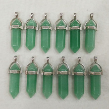 2018 Popular natural green aventurine bullet shape charms point Chakra pendants for jewelry making 12pcs/lot Wholesale free 2024 - buy cheap