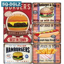 [SQ-DGLZ] Best Hamburger In Town Metal Sign Wall Decoration Tin Sign Vintage Metal Signs Home Decor Painting Plaques Art Poster 2024 - buy cheap