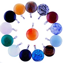Wholesale 12pcs/lot Assorted 20mm Natural Stone Round Beads Pendants & Charms For Jewelry Making Necklace Earring Accessories 2024 - buy cheap