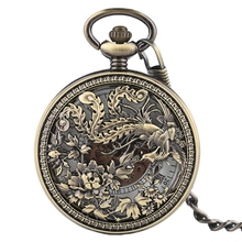 Lindo relógio de bolso mecânico unissex phoenix, pingente da sorte, escultura em flor, relógios especiais vintage para homens e mulheres 2024 - compre barato