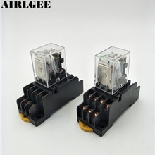 2Set HH54PL 24VDC 4PDT 14Pin Green LED Indicator DIN Mount Mini Power Electromagnetic Relay With PYF14A Socket  Free Shipping 2024 - buy cheap