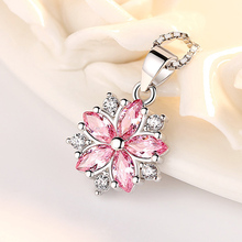 Роскошное милое ожерелье с подвеской в виде цветка, женское модное розовое, белое, кубическое, циркониевое, длинное ожерелье с цепочкой, вечерние ювелирные изделия, подарок 2024 - купить недорого