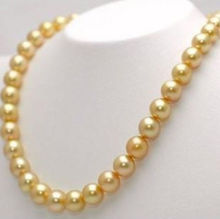 ¡Encantador! Collar de perlas de concha de mar amarilla de 10mm 18'envío gratuito 2024 - compra barato