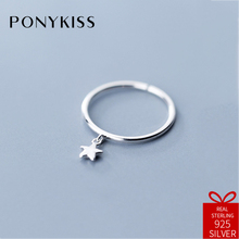 Кольцо PONYKISS, 100% стерлингового серебра 925 пробы с регулируемым размером, кольцо с маленькой звездочкой, хорошее украшение для женщин, подарок на помолвку 2024 - купить недорого