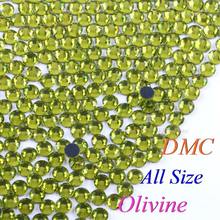 Стразы DMC Olivine SS6 SS10 SS16 SS20 SS30 разных размеров, стеклянные кристаллы горячей фиксации, блестящие, «сделай сам», для одежды с клеем 2024 - купить недорого