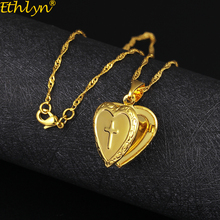 Ethlyn New Heart-Shaped Cross Box Necklace Pendants ,Gold Color   Christian Religious Jewelry Charm Pendant Jesus gifts  P129 2024 - buy cheap