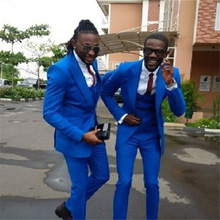 New Arrival Royal Blue Suit Male Men Suits For Wedding 3 Pieces (Jacket + Pants + + Vest + Tie) terno Masculino Groom Blazer 2024 - buy cheap