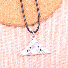 Pingente de pirâmide egito 20*32mm, colar de couro com corrente de 20 peças, cor prata antiga, pirâmide preta 2024 - compre barato