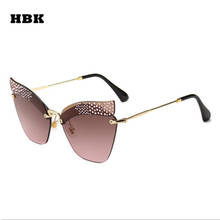 HBK 2018 New Fashion Women Brand Designer Sexy Cat Eye Sunglasses Popular Vintage Diamond Glasses Female Oculos de sol UV400 2024 - buy cheap