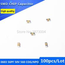 100 шт. 0603 56PF 50 в COG/NPO 5% SMD чип конденсатор 2024 - купить недорого