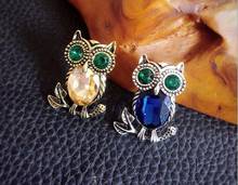 Hot!!!new design 3 colors glass cute small owl brooches brooch pins for men women fashion animal bird owl brooch jewelry 2024 - buy cheap
