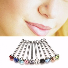 10pcs  New  Indian Style Cystal Rhinestone Nose Ring Bone Stud Surgical Steel Body Piercing Jewelry 2024 - buy cheap