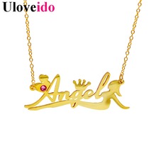 Uloveido Customized Necklaces & Pendants DIY Women's Pendant with Extended Chain Gold Color Necklace Jewelry Suspensions Y401 2024 - buy cheap