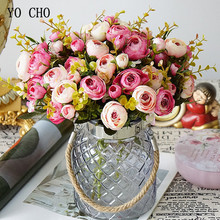 Ramo de rosas de boda para dama de honor, ramo de flores de seda Artificial de alta calidad, YO CHO, decoración de fiesta en casa 2024 - compra barato