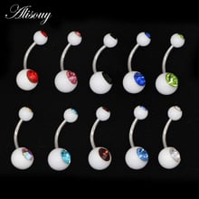 Alisouy 1pc Belly Button Rings Crystal Acrylic Surgical Stainless Steel Body Jewelry Belly Ring Sexy Real Navel Piercing Ombligo 2024 - buy cheap
