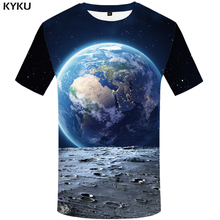 Мужская футболка с коротким рукавом KYKU, Повседневная футболка с 3D-принтом Луны и земли, лето 2018 2024 - купить недорого