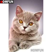 HOMFUN Full Square/Round Drill 5D DIY Diamond Painting "Animal cat" 3D Diamond Embroidery Cross Stitch Home Decor A19022 2024 - buy cheap