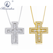 Slovecabin 100% 925 Sterling Silver Hawaiian Japan Cross Pendant & Necklace For Women Double Cross Pendant Necklace Jewelry 2024 - buy cheap