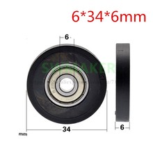 1pcs 6*34*6mm TPU coated polyurethane, PU flat wheel, 626 bearing pulley, automatic mechanical roller 2024 - buy cheap