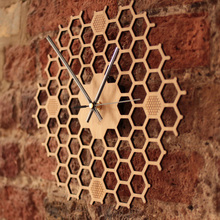 Relógio de parede de bambu criativo, relógio de parede em formato de favo de mel, de madeira natural, design moderno, relógio hexagonal de parede, decoração de casa, 12" 2024 - compre barato