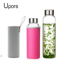 UPORS 360 ML/550 ML Glass Water Bottle Portable Sport Bottle with Stainless Steel Lid and Protective Bag Travel Drink Bottle 2024 - buy cheap
