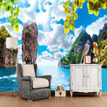 Papel tapiz 3d de paisaje natural de isla tailandesa, mural de Papel tapiz para sala de estar, tv, sofá, pared de dormitorio, decoración del hogar 2024 - compra barato