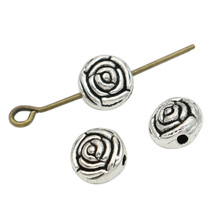 20PCS Antique Silver Plated Rose Flower Spacer Beads for Jewelry Making Loose Beads Bracelet Diy Handmade 8mm 2024 - buy cheap