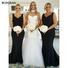 Black Sheath Bridesmaid Dress Cheap V-neck Maid Of Honor Gown Plus Size Party Formal Summer Wedding Guest Dresses Custom Made 2024 - buy cheap