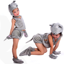 Free shipping ,halloween party cosplay performance Children grey mouse animal costume clothes pant gloves shoes hat for kid 2024 - buy cheap