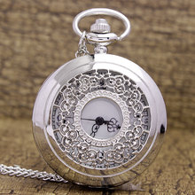 Silver Colour Quartz Pocket Watch Hollow Arabic Numerals Necklace Pendant Fob Chain Flip Clock Men Women Gifts Relogio De Bolso 2024 - buy cheap