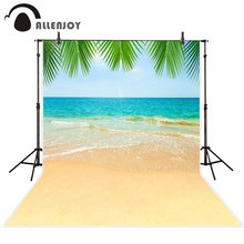 Allenjoy-telón de fondo para estudio fotográfico, telón con hojas tropicales, olas, playa, arena, agua de mar, para sesión fotográfica de verano 2024 - compra barato