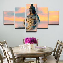 Cuadros modulares de marco moderno, pintura impresa en lienzo para decoración del hogar, carteles de la gran India, deity God Siva, 5 paneles 2024 - compra barato