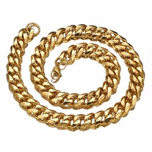 Cool 15mm Wide Gold/Silver Color Stainless Steel Curb Cuban Necklace For Men Women Chain Necklace 7-40" Fashion Jewelry 2024 - buy cheap