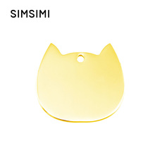 Simsimi-etiqueta de identificación de mascota con cabeza de gato, colgante de acero inoxidable, colgante de ambos lados, pulido de espejo, alta calidad, venta al por mayor, 50 Uds. 2024 - compra barato