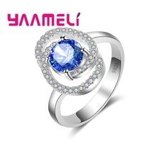 Wave Modeling Sweet Romantic Style Embellished Multi-color Crystal Ring 925 Sterling Silver Virgo Lucky Ring For Women 2024 - buy cheap