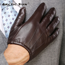 Top Fashion Men Genuine Leather Gloves Wrist Sheepskin Glove For Man Thin Winter Driving Five Finger Rushed M017PQ2 2024 - buy cheap