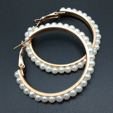 MOONROCY Free Shipping Rose Gold Color Austrian Crystal Imitation Pearl Hoop Earring Wholesale Crystal Jewelry For Women 2024 - compra barato