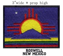 Roswell, nova bandeira dos eua do méxico, remendo bordado de 3.0 "de largura para apliques/montanhas/sol 2024 - compre barato