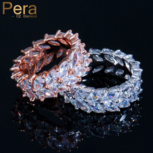 Pera alta Calidad AAA + Marquesa forma Zirconia cúbica pavimentada Color oro rosa nupcial fiesta anillos para dedos grandes joyería R015 2024 - compra barato