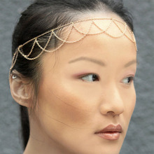DoreenBeads Iron Based Alloy Boho Chic Headband Tassel gold color Black Elastic 56cm(22"), 1 Piece 2024 - buy cheap