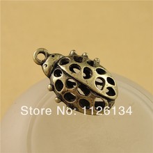 Free shipping Wholesale Vintage Alloy Jewelry Hollow Out Antique Bronze Beetle Charms Fashion 2024 - buy cheap