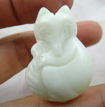 37*26Wholesale natural Chinese Liantian stone hand-carved statue of fox amulet pendant necklace Jewelry Making 2024 - buy cheap