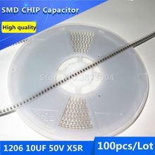 100 Uds. 1206 10UF 50V X5R 10% Chip de película gruesa condensador de cerámica multicapa 2024 - compra barato